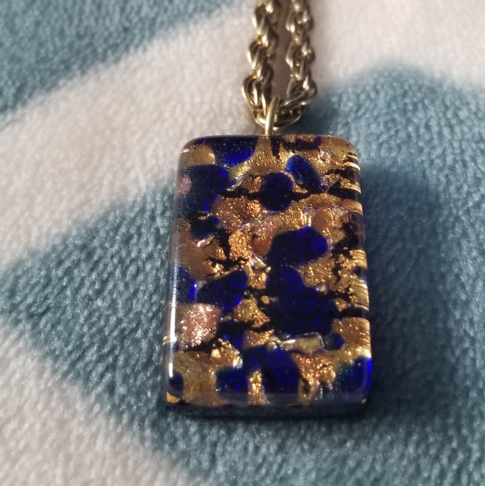 Blue and Gold Pendant Necklace